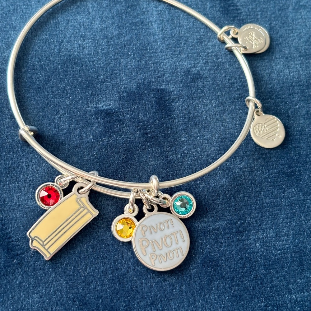 Alex and Ani Silver Bracelet with Red, Yellow, and Blue Charms. Friends bracelet